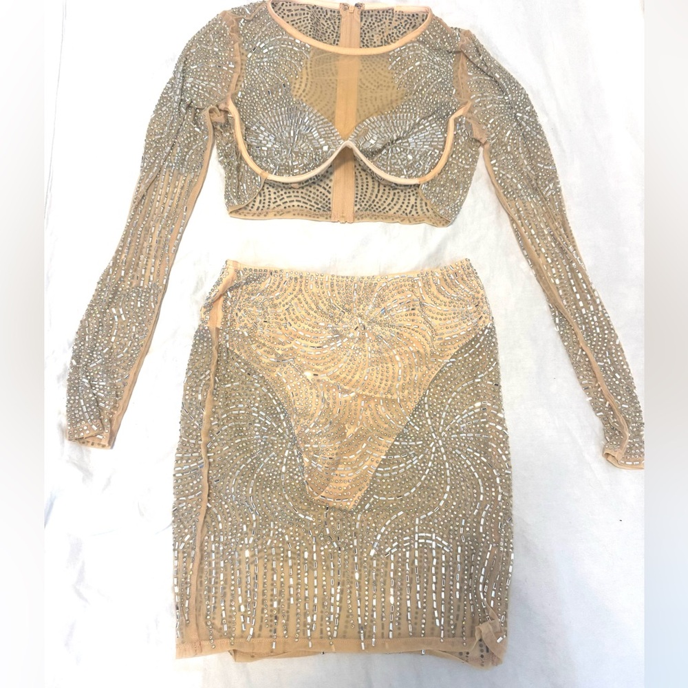 Sparkling Two-Piece Set with Rhinestones